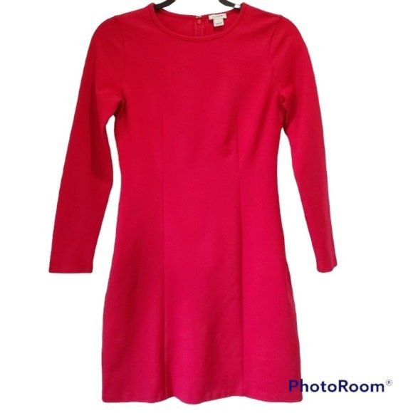 J. CREW Pointe Sheath Dress Business Casual Long Sleeve Red sz. 8 - Picture 1 of 6
